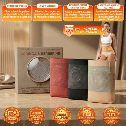 🩺Boutique Officielle | 👨‍👩‍👦👨‍👩‍👦 𝐏𝐀𝐔𝐑𝐀𝐉𝐔® 2026 Short Sculptant & Brûle-Graisses 4-en-1 aux Micro-Particules de Moringa & Berbérine-ABB8（D）
