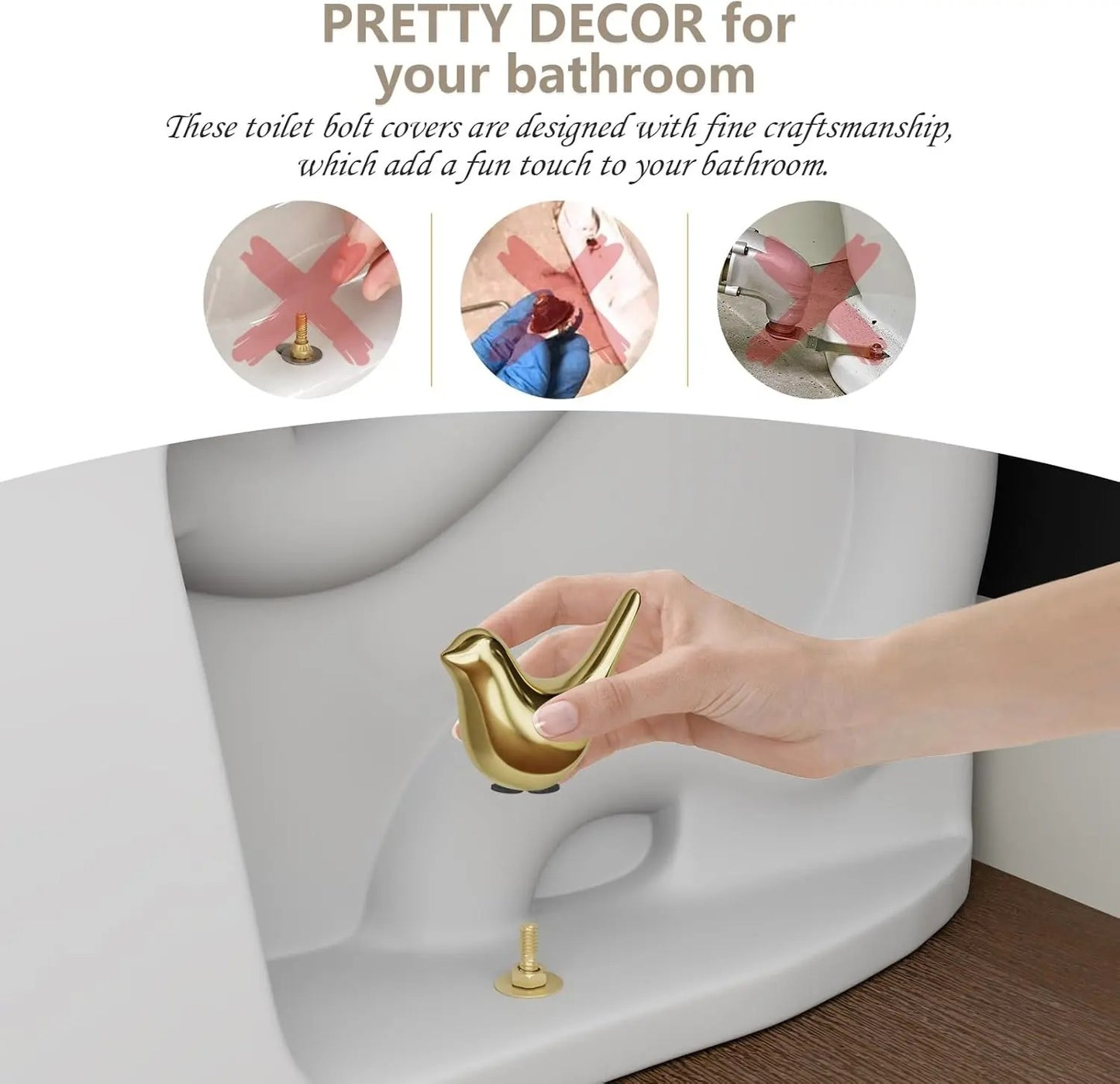 💰🔥Buy 1 Get 1 Free🎁2 Pcs Ceramic Bird Toilet Floor Bolt Caps,Cute Bird Toilet Screw Caps Decorative-ABB8