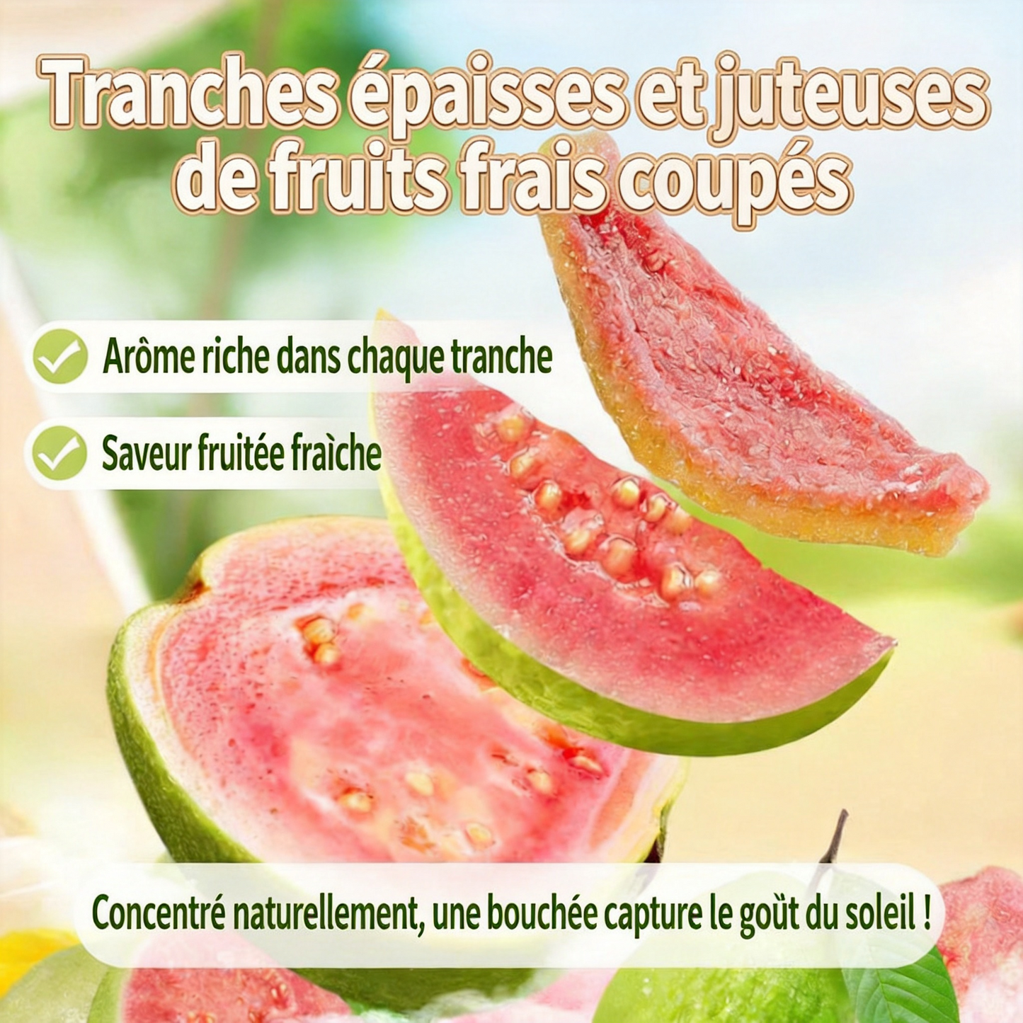 💥Dites adieu à la culpabilité liée aux calories ! 👍Satisfaites vos envies avec nos tranches de goyave rouge riches en fibres - XA