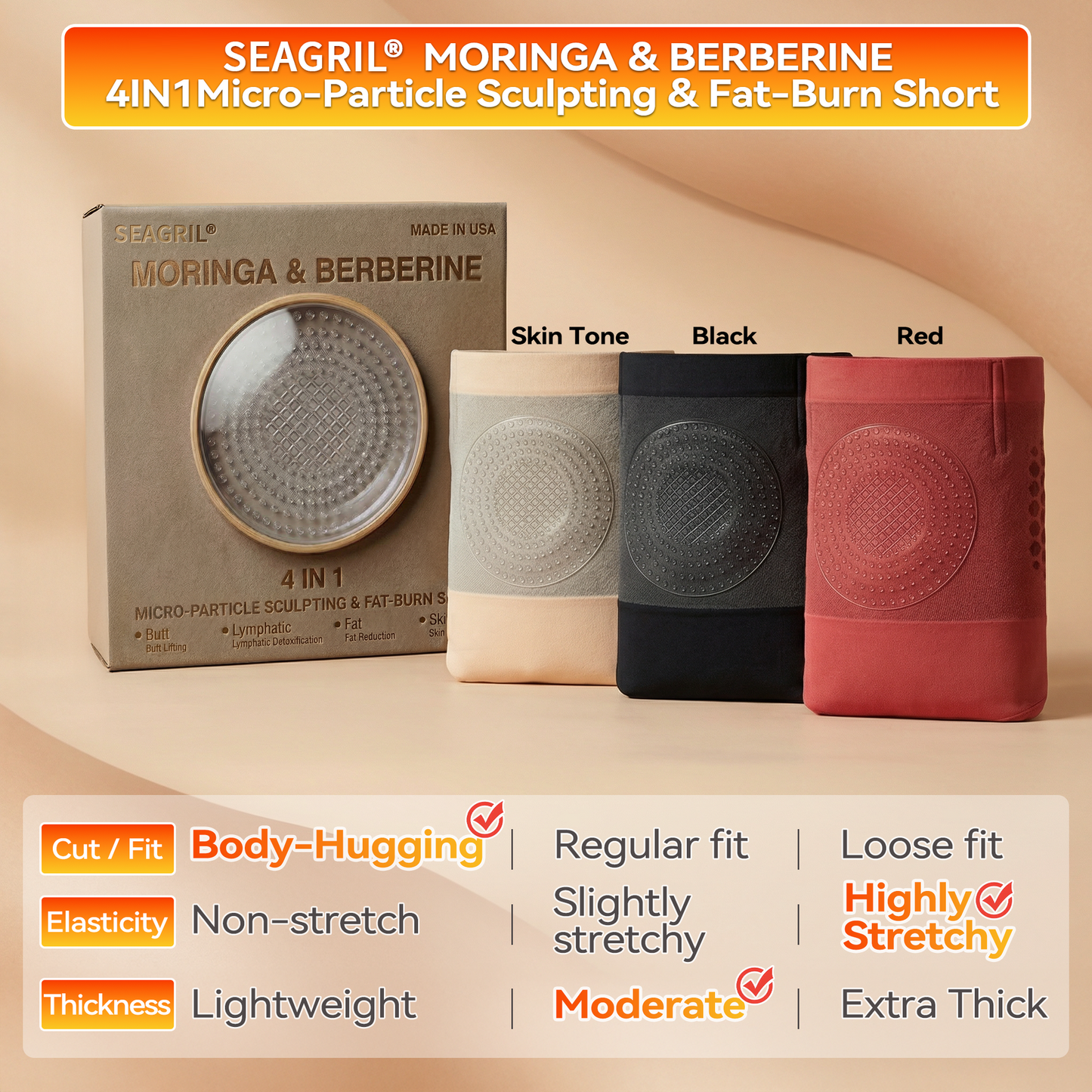 🏆Official Brand Store | 👙 𝟐𝟎𝟐𝟔 Moringa & Berberine 4-In-1 Fat-Burn Sculpting Shorts🎁-ABB8(B)