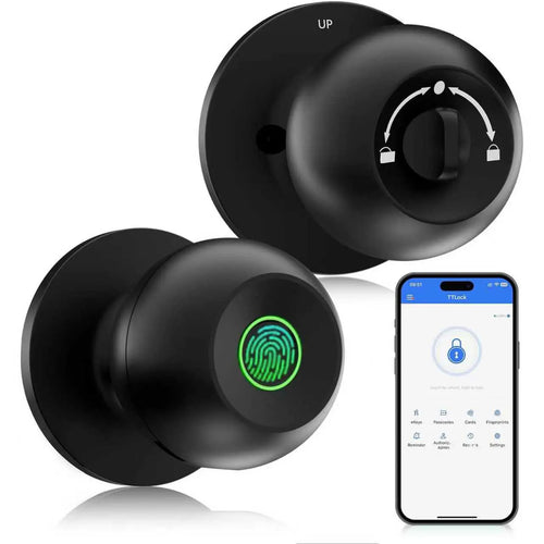 EUERTE Smart Fingerprint Door Lock 3-in-1 with TT App Control & 5S Auto-Lock Rechargeable Battery for Rooms Offices Apartments Warehouses Garages Black Friday Gift-H1